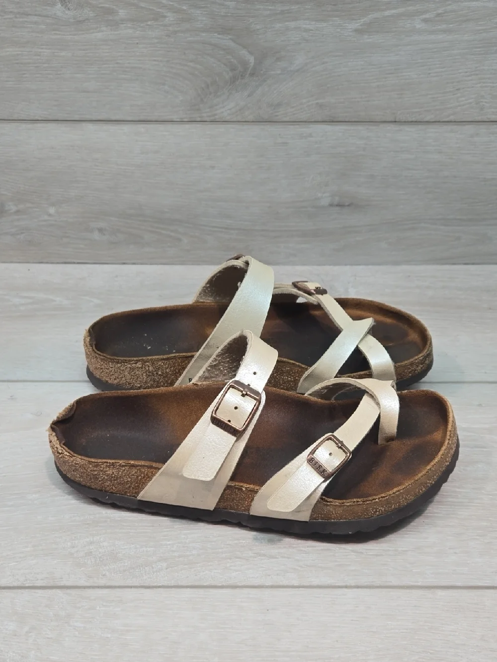 Birkenstock Women Mayari Loop Toe Cork Footbed Sandals Shoes Sz 37/6